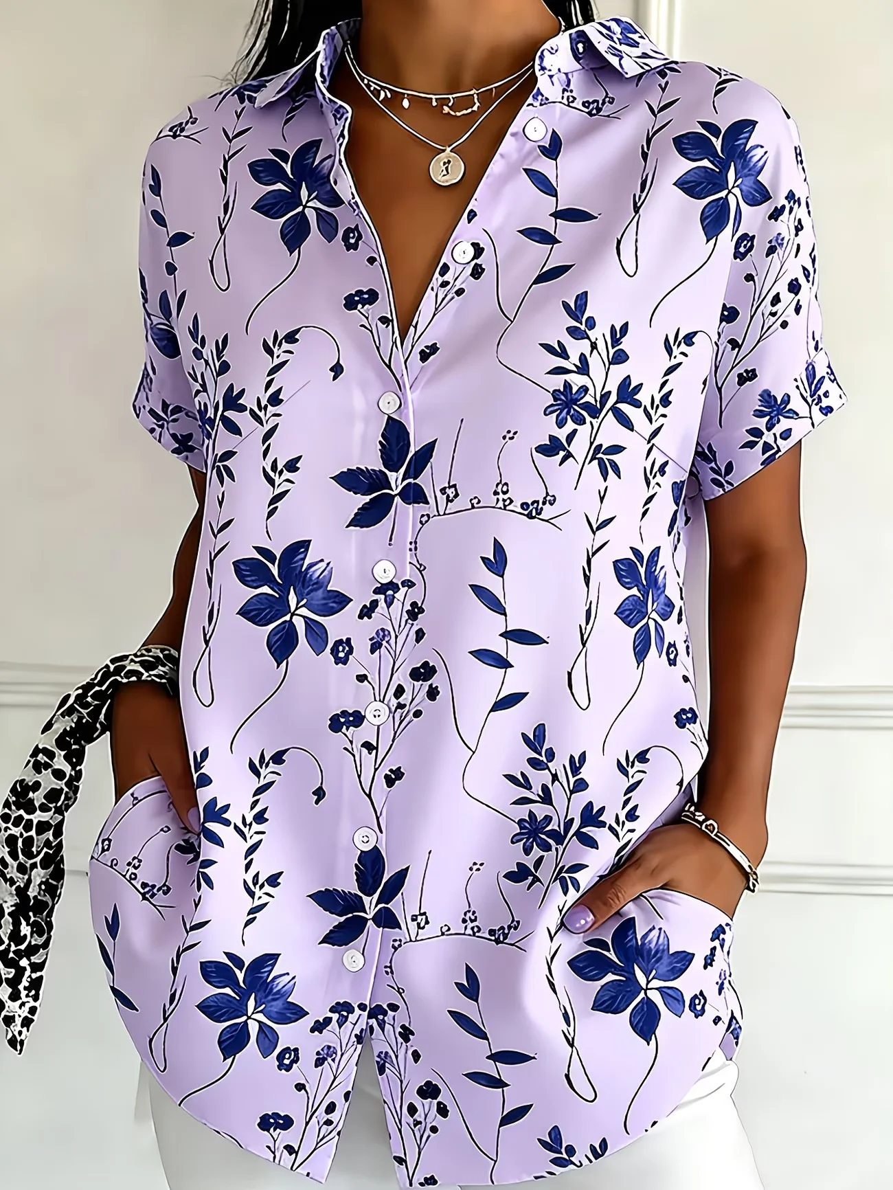 3D printed women's shirt trendy and fashionable printed cardigan casual and comfortable short sleeved summer