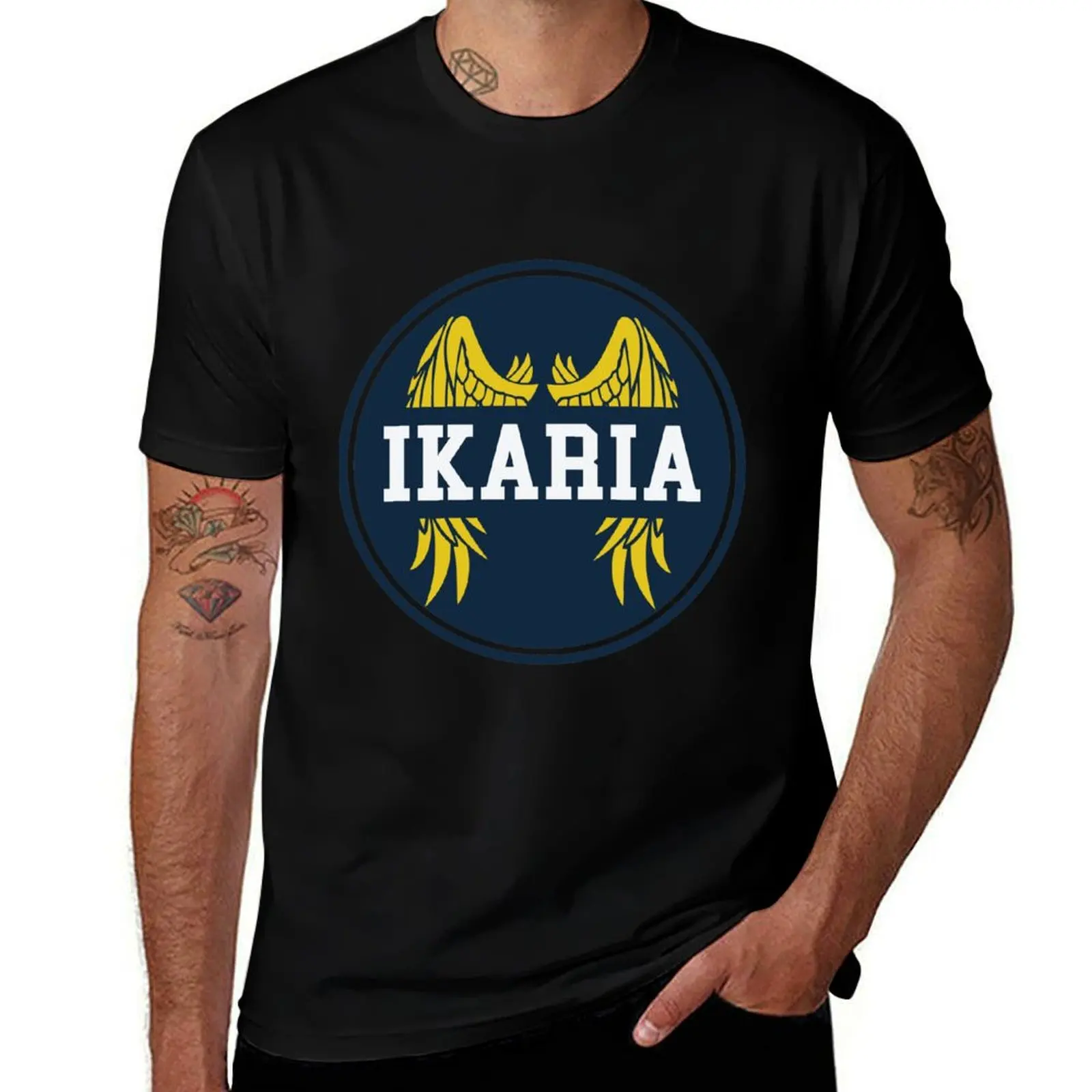 

Ikaria Greece with Icarus wings T-Shirt man t shirts graphic cotton t shirts high quality t shirts for man slim fit T-shirt