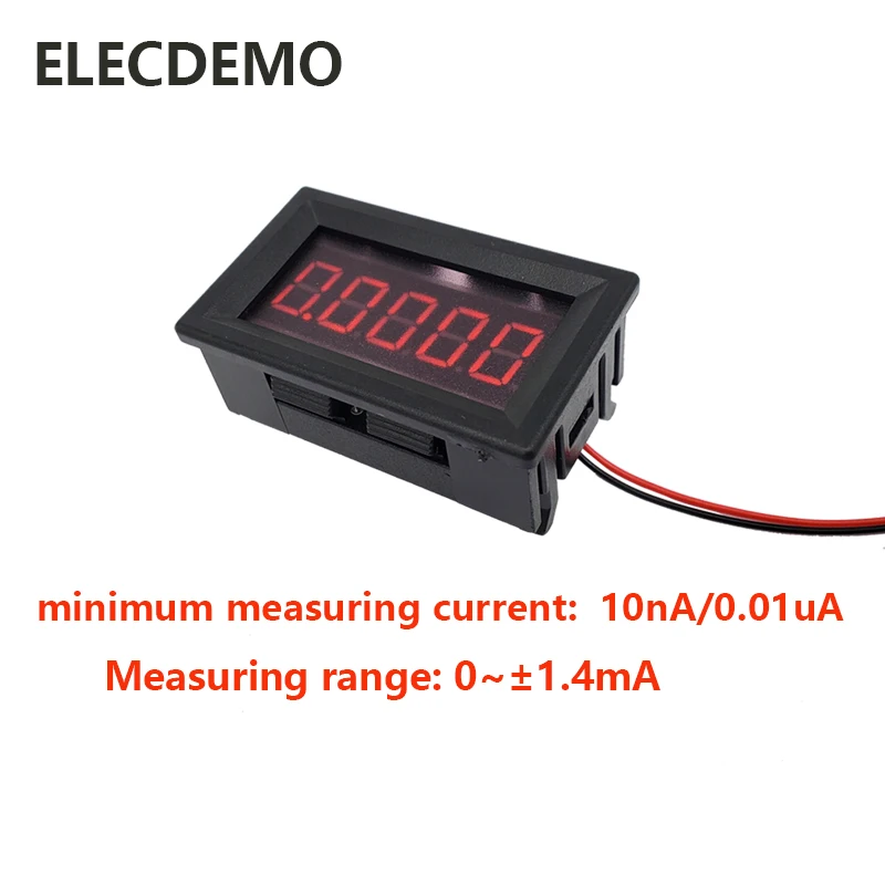 5-Digit High Precision DC Digital Microammeter Panel Meter, +/-1.4mA Range, 10nA Resolution, RS485 Modbus RTU, LED Display