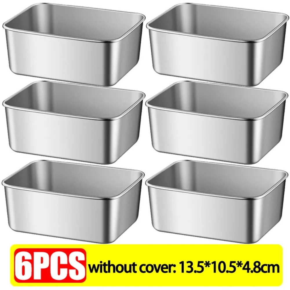 

Set of 6 Stainless Steel Stackable Food Storage Containers with Transparent Lids for Organized Snack and Sauce Storage