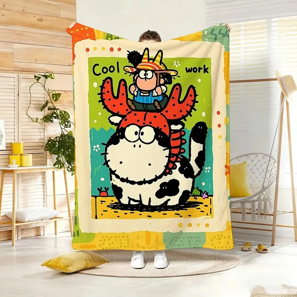 Painting Cat Shrimp Diary Throw Lightweight  Flannel Blanket Soft Skin-friendly for Summer Cooling