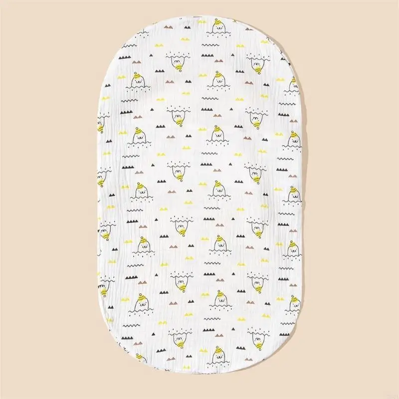 D5QA سلة تغيير الطفل ورقة لينة البيضاوي غطاء مرتبة السرير لسلة سرير الطفل قابل للغسل القطن تغيير الغطاء #5