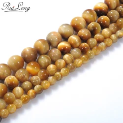 4/6/8/10mm Natural Stone Wholesale Golden Tiger Eye Gemstone Stone For Diy Jewelry Bracelet Necklace Making 15”