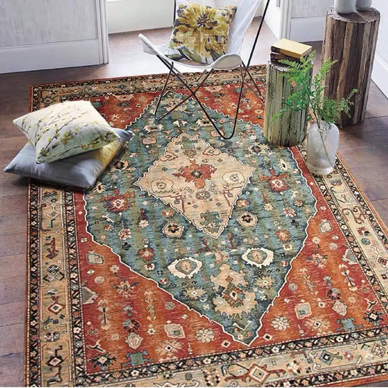 

Persian Style Carpet Living Room Sofa Floor Mats Bedroom Table Soft Rugs Morocco Bohemia Retro Non-slip Carpet for Room Washable