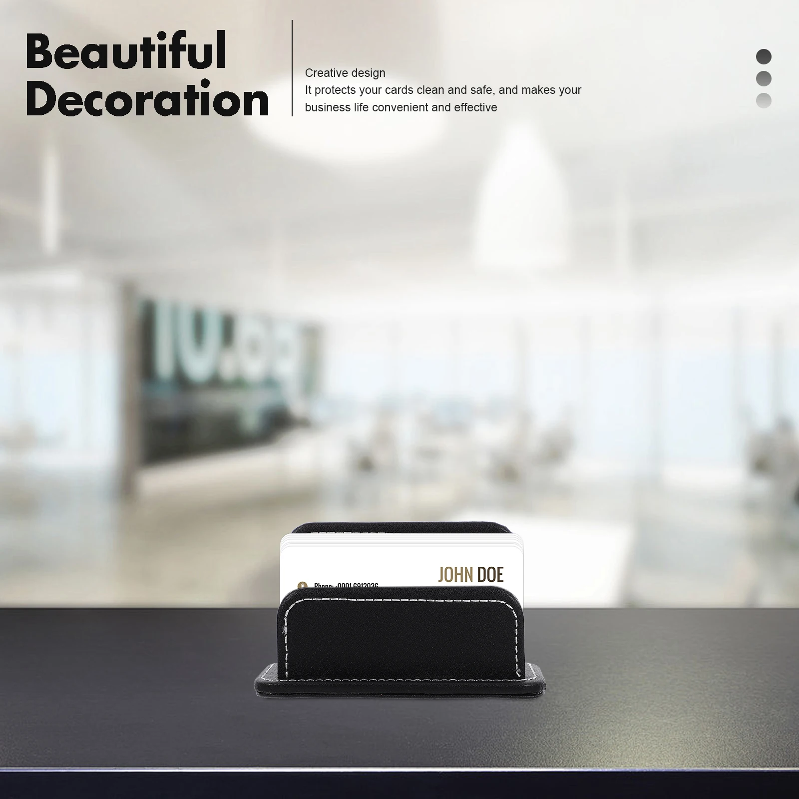 

Business Card Holder PU Business Case Name Holder Card Storage Stand Random Color Practical Design