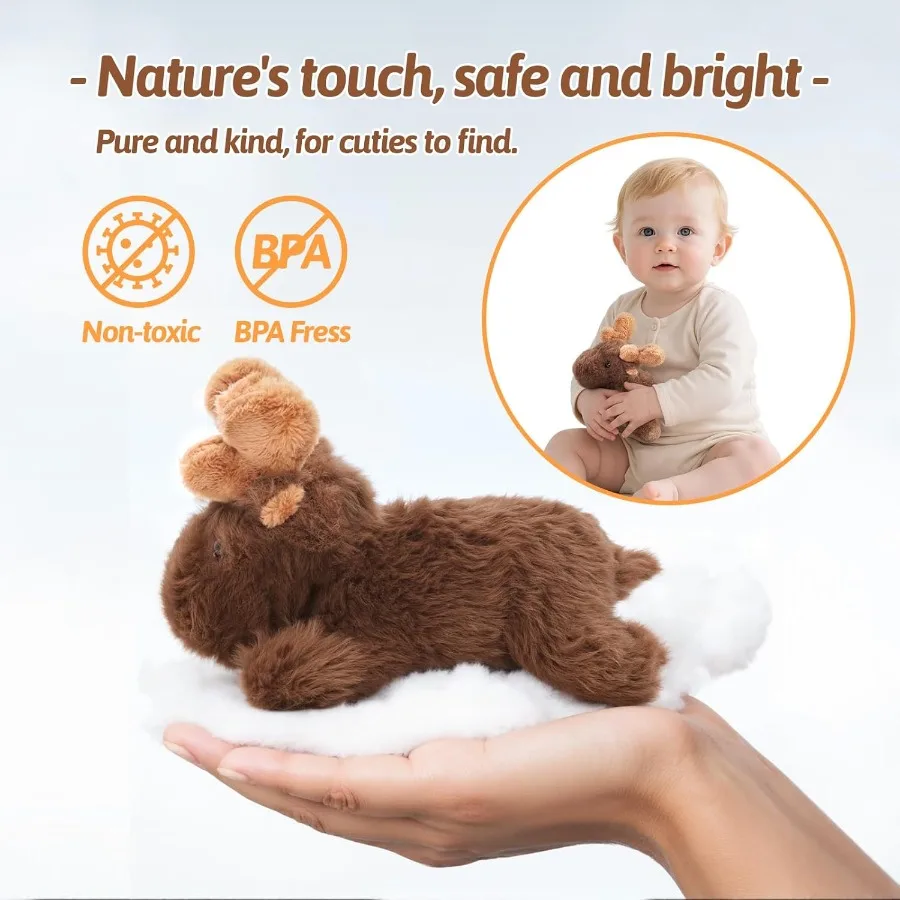 ชุดตุ๊กตาแม่กวางมูสและลูกกวาง 4 ตัว ขนาดใหญ่ 14.5 นิ้ว ของเล่นกวางคริสต์มาสเนื้อนุ่ม สีน้ำตาลครีม เหมาะสำหรับเด็กวัยเตาะแตะ