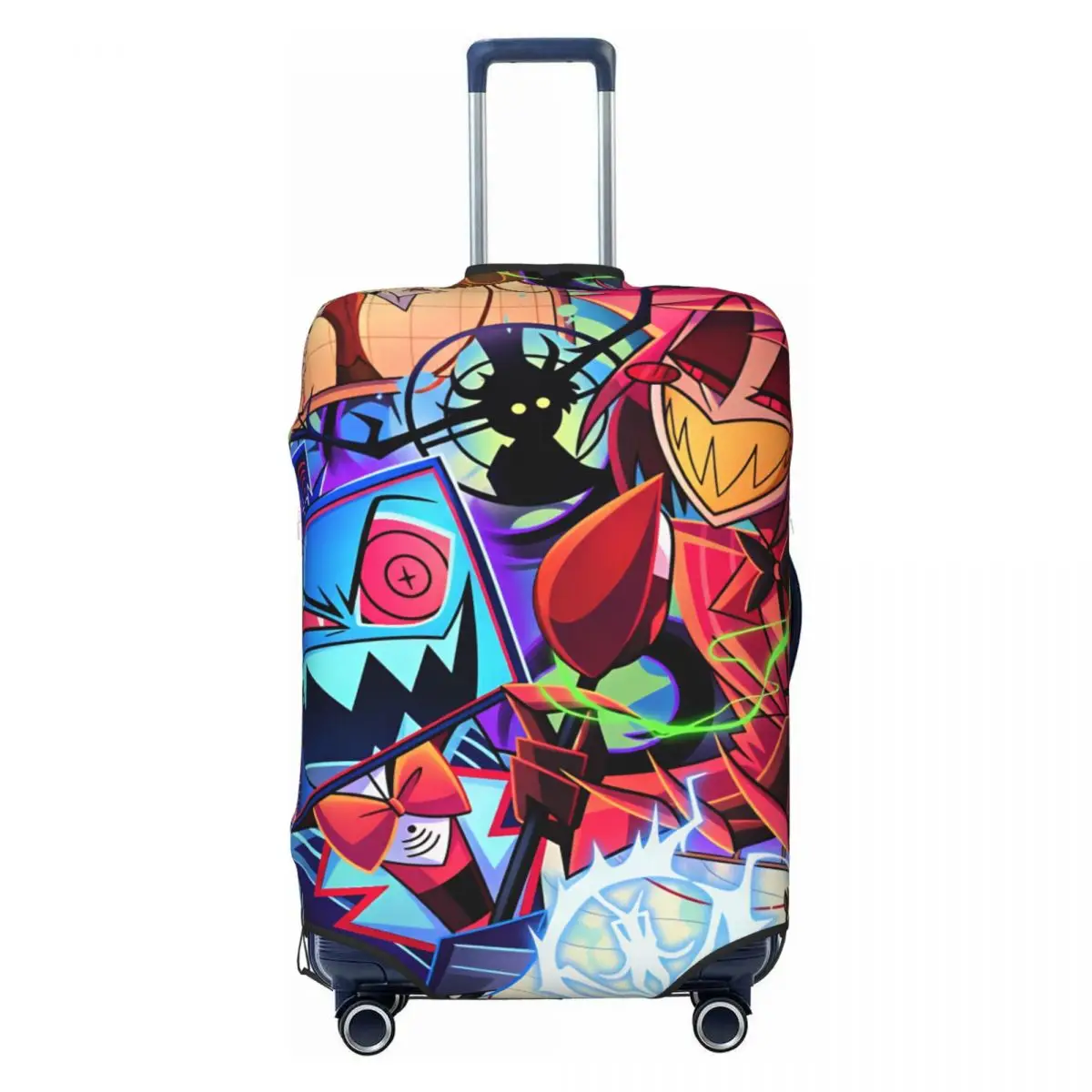Radiostatic Vox Alastor Suitcase Cover Hazbin Hotels Strectch Cruise Trip Protector Luggage Accesories Vacation