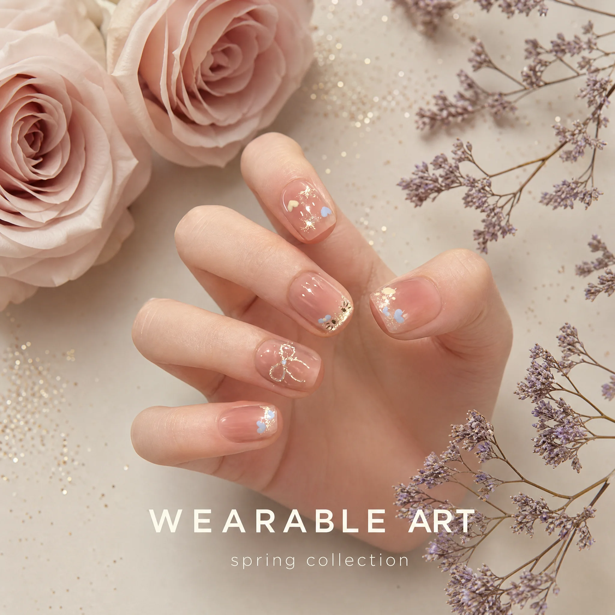 Short Oval Nude Press On Nails Silver Bow Dandelion Rhinestone Decor, Reusable Handcrafted False Nail Tips Glitter Sequins Manicure Supplies for Daily Wea