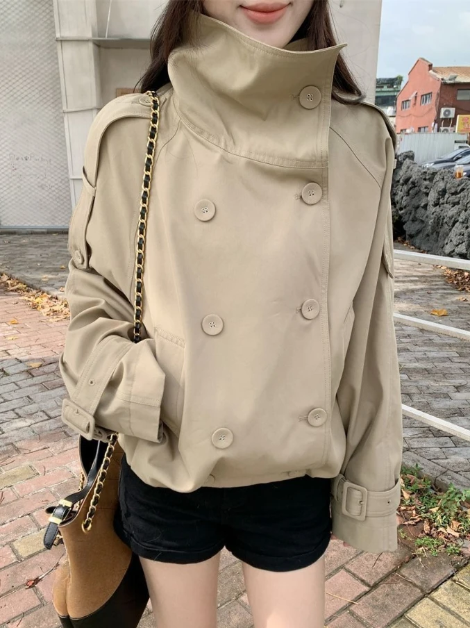 

Новый корейский модный элегантный плащ женский осенне-зимний Harajuku повседневное однотонное пальто дизайн американский стиль винтажные куртки