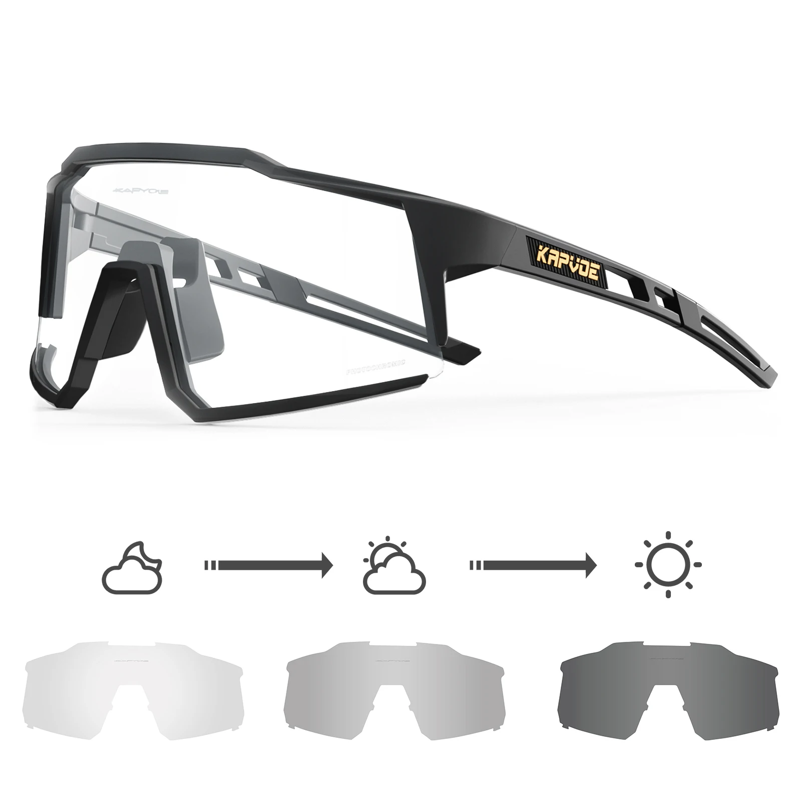 Kapvoe Photochrome Fahrradbrille UV400 MTB Klar Mountainbike Übergang Fahrrad Sonnenbrille für Männer Frauen Sportbrillen 6