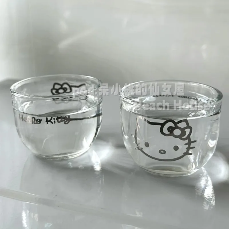 

Kawaii Hello Kitty Sanrio Cute Cartoon Glass Wine Glasses Household Fruit Wine Cups Children Milk Water Cup Gift for Kids