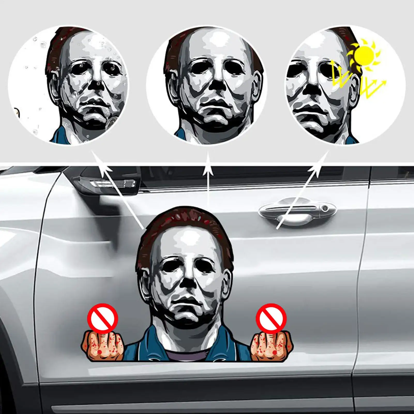 

Halloween Car Stickers 5 Piece Horror Peeking Decor Clings for Automotive Vehicles Wall Truck Garage Window Car Rear Windshield