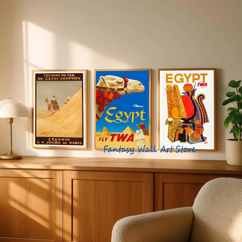 Vintage Egypt Traveling Wall Art Egypt Fly TWA Etro Travel Airlines Egypt Art Poster Canvas Painting Wall Pictures Home Decor