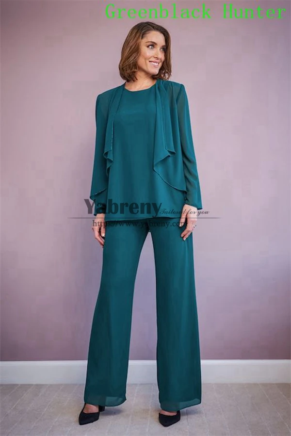 Pantalon trois pièces en mousseline de soie pour mère de la mariée, costume gris, tenues de printemps pour femmes, sous 100