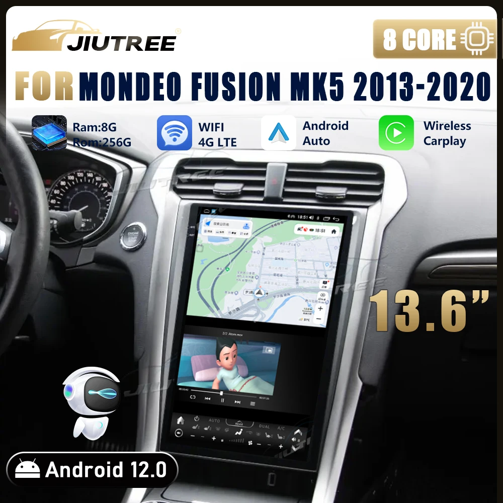 13.6 hüvelykes android 12 számára Rév mondeo Megolvadás MK5 2013-2020 autó Rádióadó Multimédia Játszadozó automat Hang carplay Magnószalag diktafon