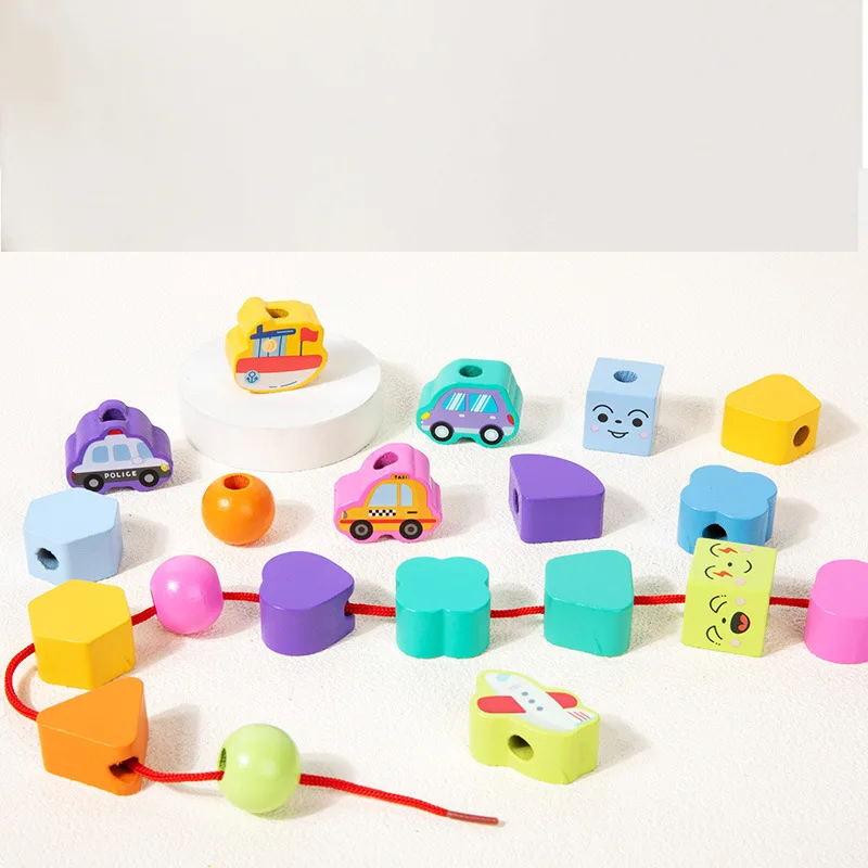 "5 - em - 1 Brinquedos de madeira Montessori: Blocos de cognição de cores e formas, jogo de correspondência e classificação, design de contas - Educati precoce ideal