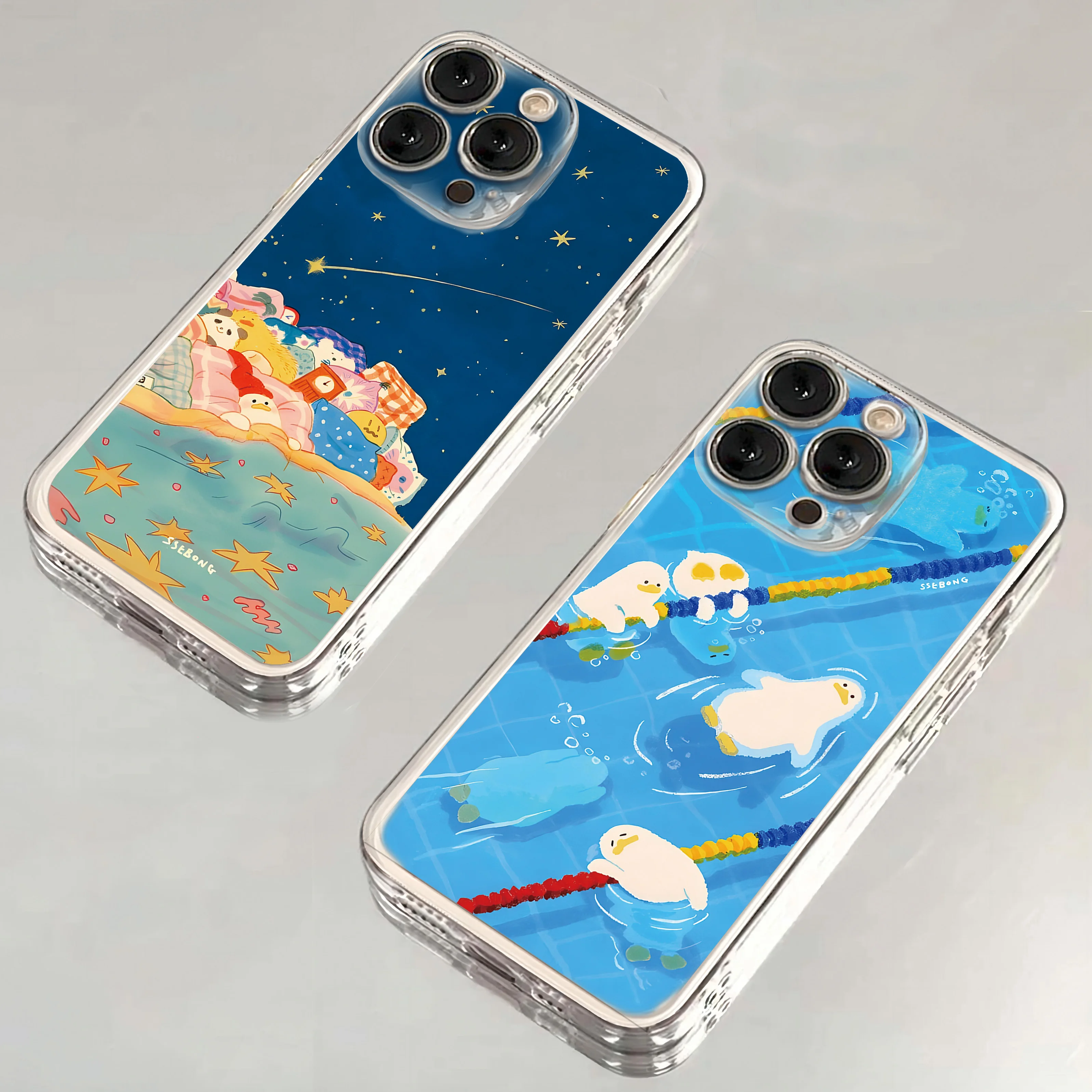 Casing ponsel bebek malas, sarung HP kartun lucu untuk Samsung S24 S23 S22 S21 S20 S10 FE Note20 Note10 Plus Ultra Lite 5G lembut bening