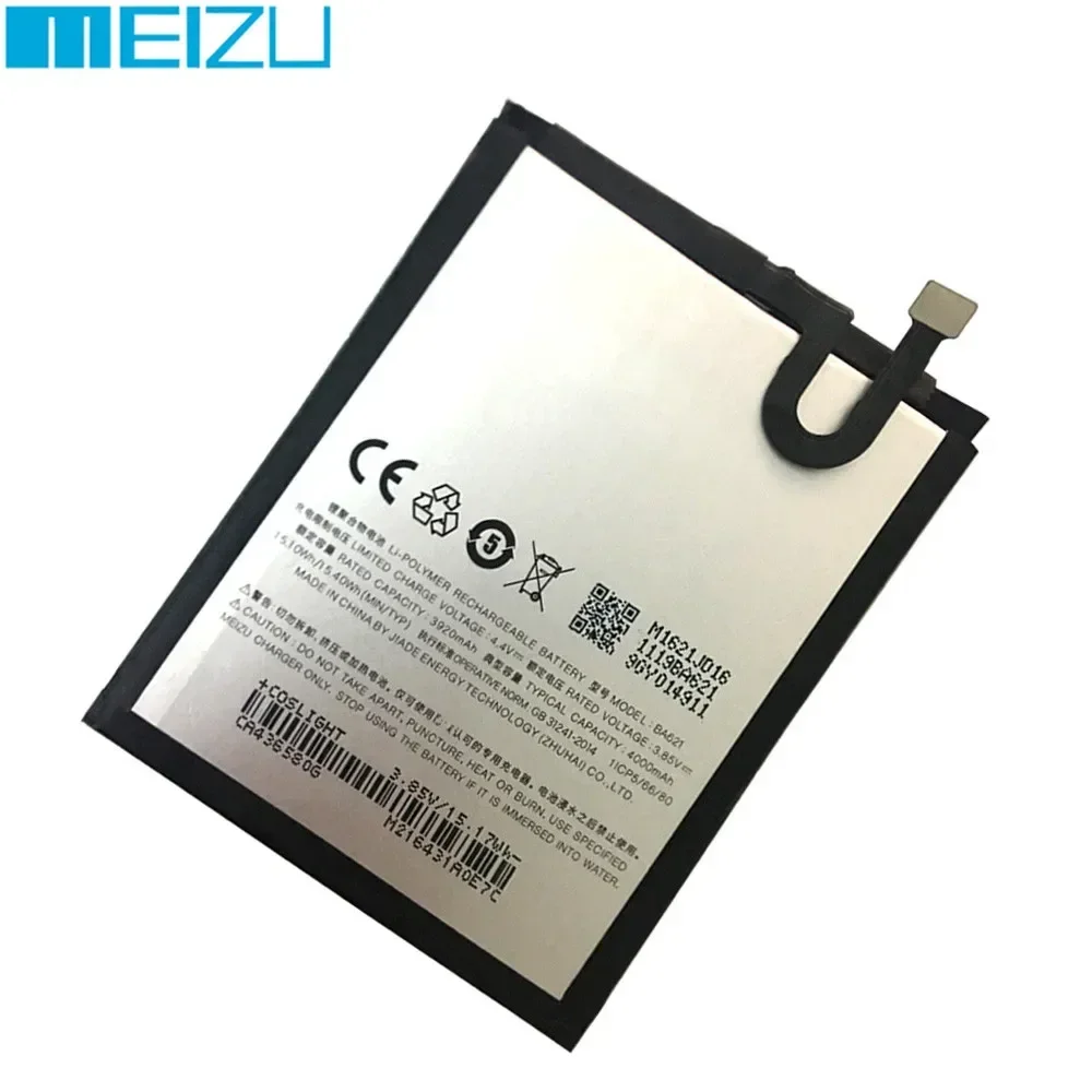 Batterie 100% d'origine BA621 pour téléphone portable Meizu, 4000mAh, compatible avec M5, Note 5, Note 5, M621N, M621M, M621Q, M621H, 24.com, BatBR