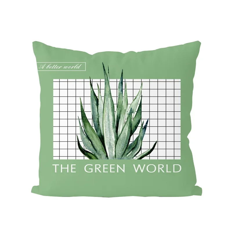 Housse de coussin imprimée plantes vertes et girafe, taie d'oreiller Hipster nordique à géométrie Simple, pour canapé-lit, sièges, nouvelle collection été