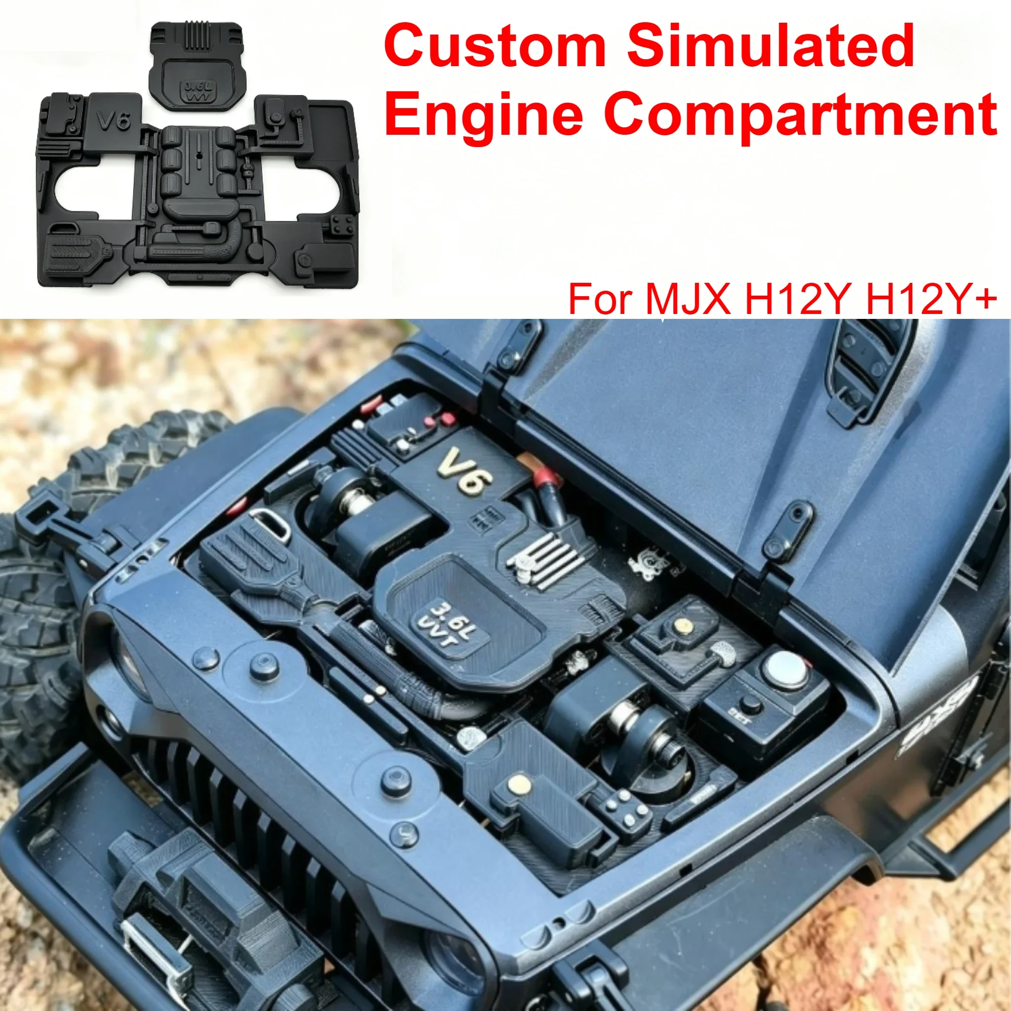 1/12 RC Off Road Crawler Simulated Engine Compartment For MJX H12Y H12Y+ Custom Model Number Decorative Styling Upgrade Parts