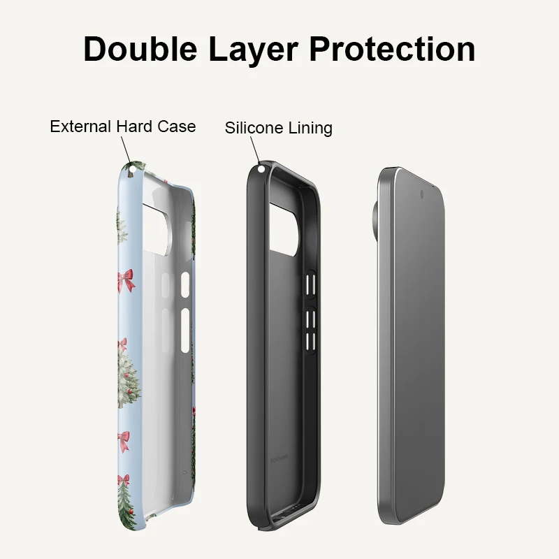 Funda con diseño de árbol de Navidad y lazo rojo para Google Pixel 11, 10 Pro XL, 10A, 9, 8, 7A, 5A, compatible con carga inalámbrica MagSafe, funda de PC + TPU.