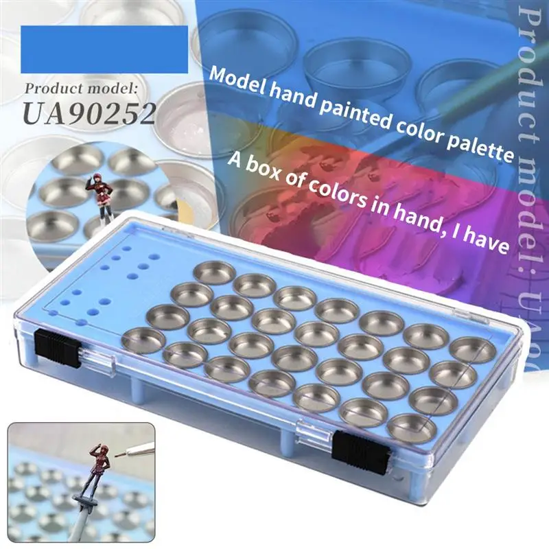 

28-Grid Paint Palette Box With Lid Paint Tray Box For Miniatures Paint Color Mixing Double Layer Line Pen Wet Tray Storage Box