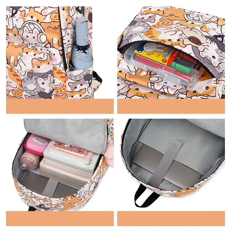 New cartoon cat schoolbags anime litter cats back packs college girl boy school gym bags women's personalised daypack mochilas