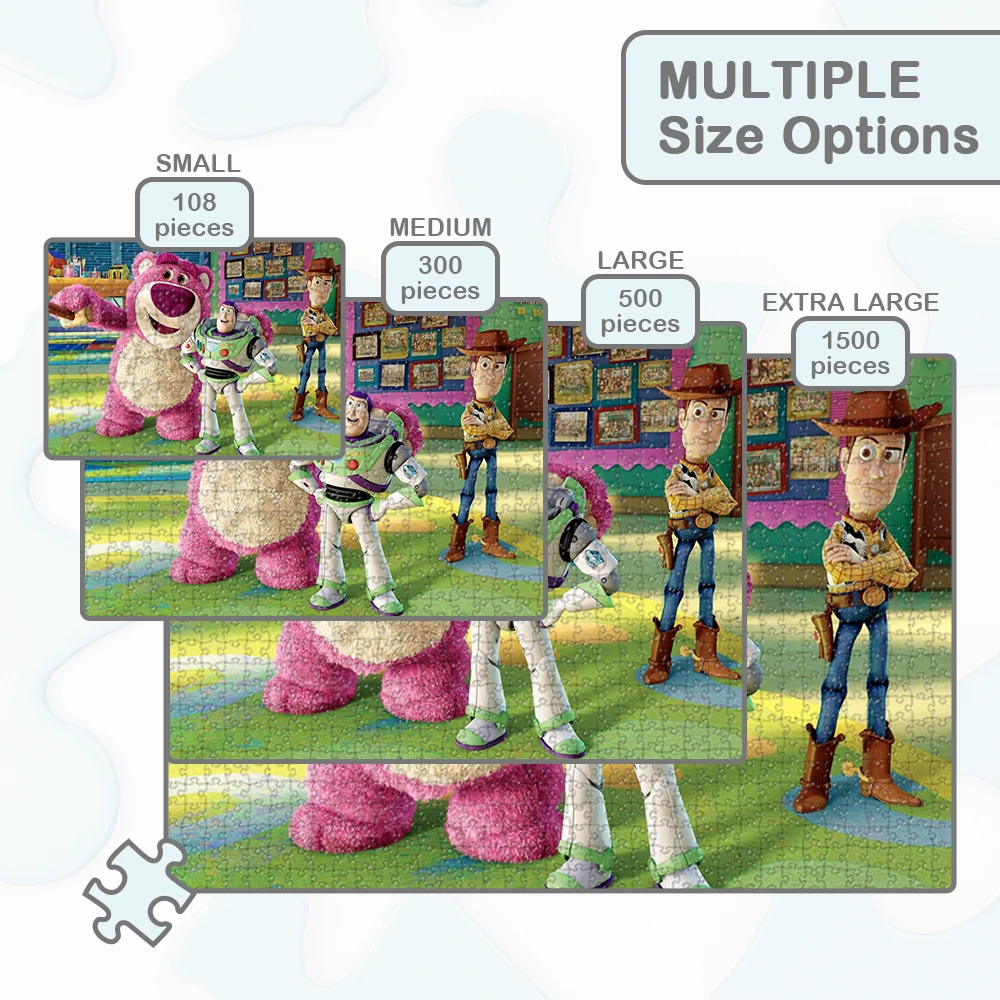 Lotso Buzz Lightyear Woody Großes Puzzle für Erwachsene, Toy Story-Spiele und Puzzles, 108/200/300/500/1000/1500 Teile, einzigartiges Design