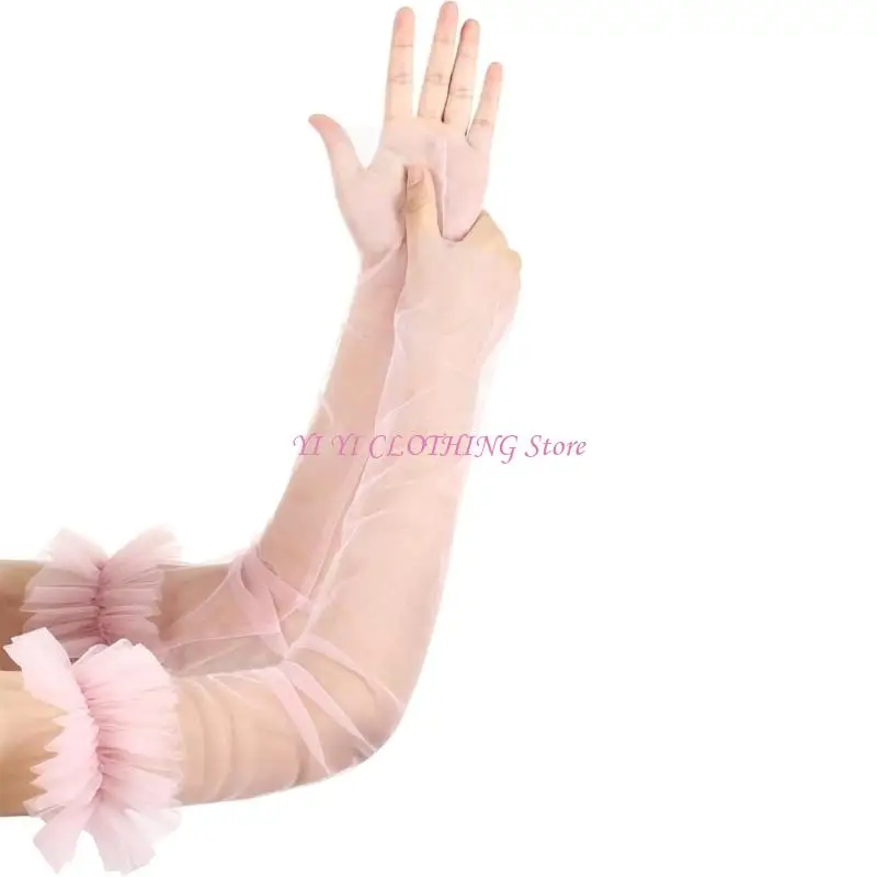 N5KF Seethrough แขนแขนถุงมือถุงมือผ้าคลุมแขนสำหรับชุดแต่งงานชุดแต่งงานของเจ้าสาว
