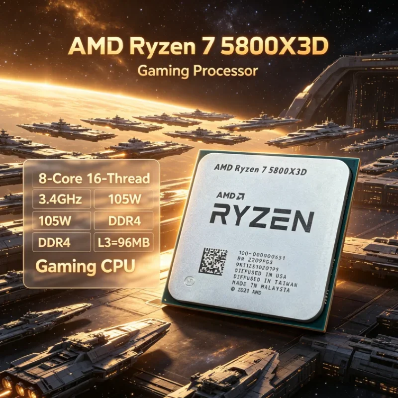 AMD R7 5800X3D 96 MB 8-Core 16-Thread CPU Processor 7nm DDR4 3.4 GHz Gaming Processor Ryzen 7 105W for Video Editing