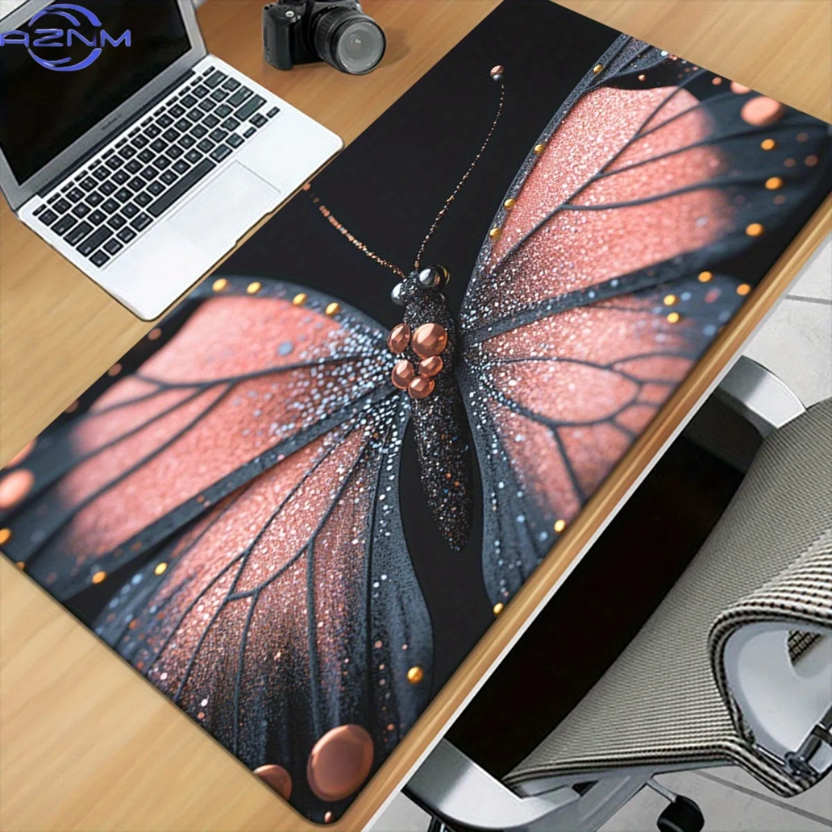 1pc XXL Gaming Desk Mat Featuring a Butterfly Gradient Wing Design - High-Definition Printed, Non-Slip Surface, Durable for Offi
