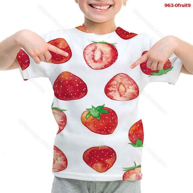 Children 3D Print Fruit T Shirt Kids Funny Pineapple Tshirt Boys Girls Grape T-shirt Toddler Strawberry Tee Tops Cherry Camiseta