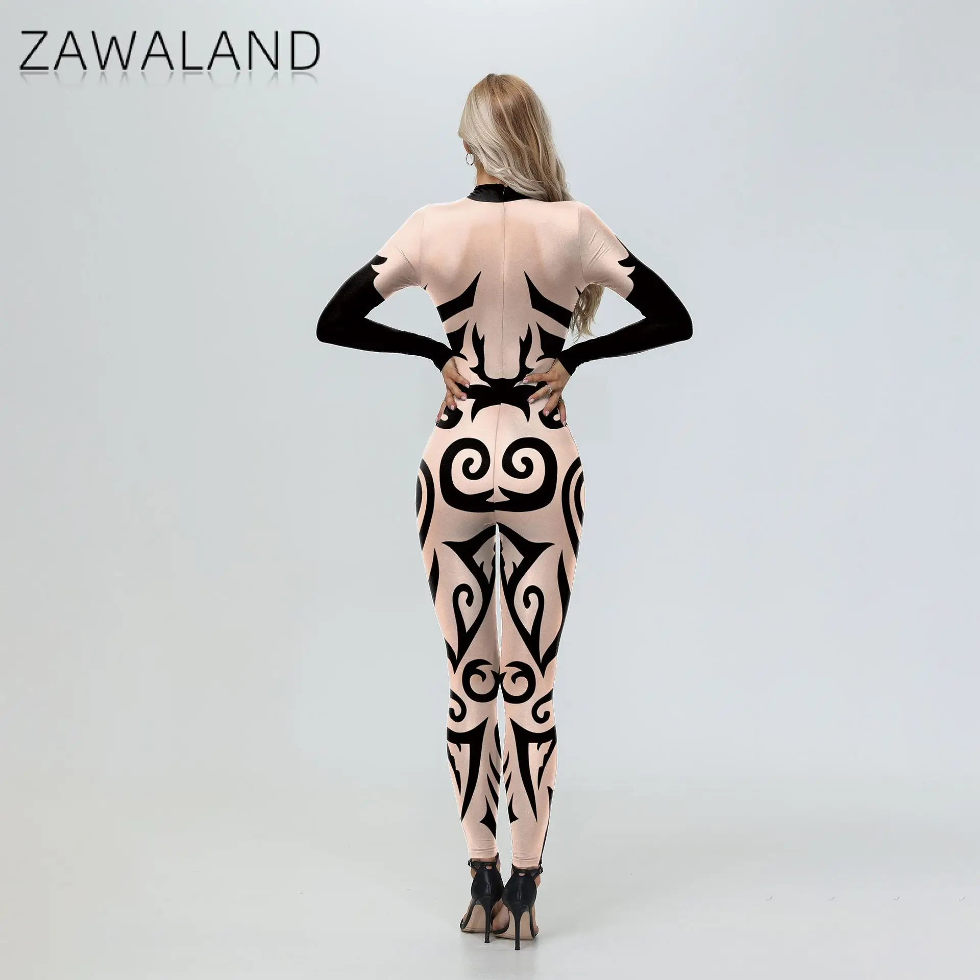 Zawaland Drag Queen Zentai Bodysuit for Women Sexy Jumpsuit Carnival Purim Festival Cosplay Costume Fashion Show Party Outfit