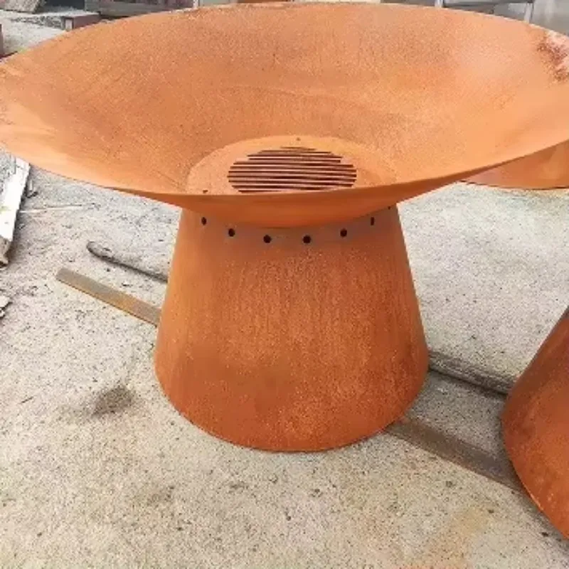 

Airo Outdoor Kitchen Barbeque Charcoal Brazier Corten Steel BBQ Fire Pit Grills