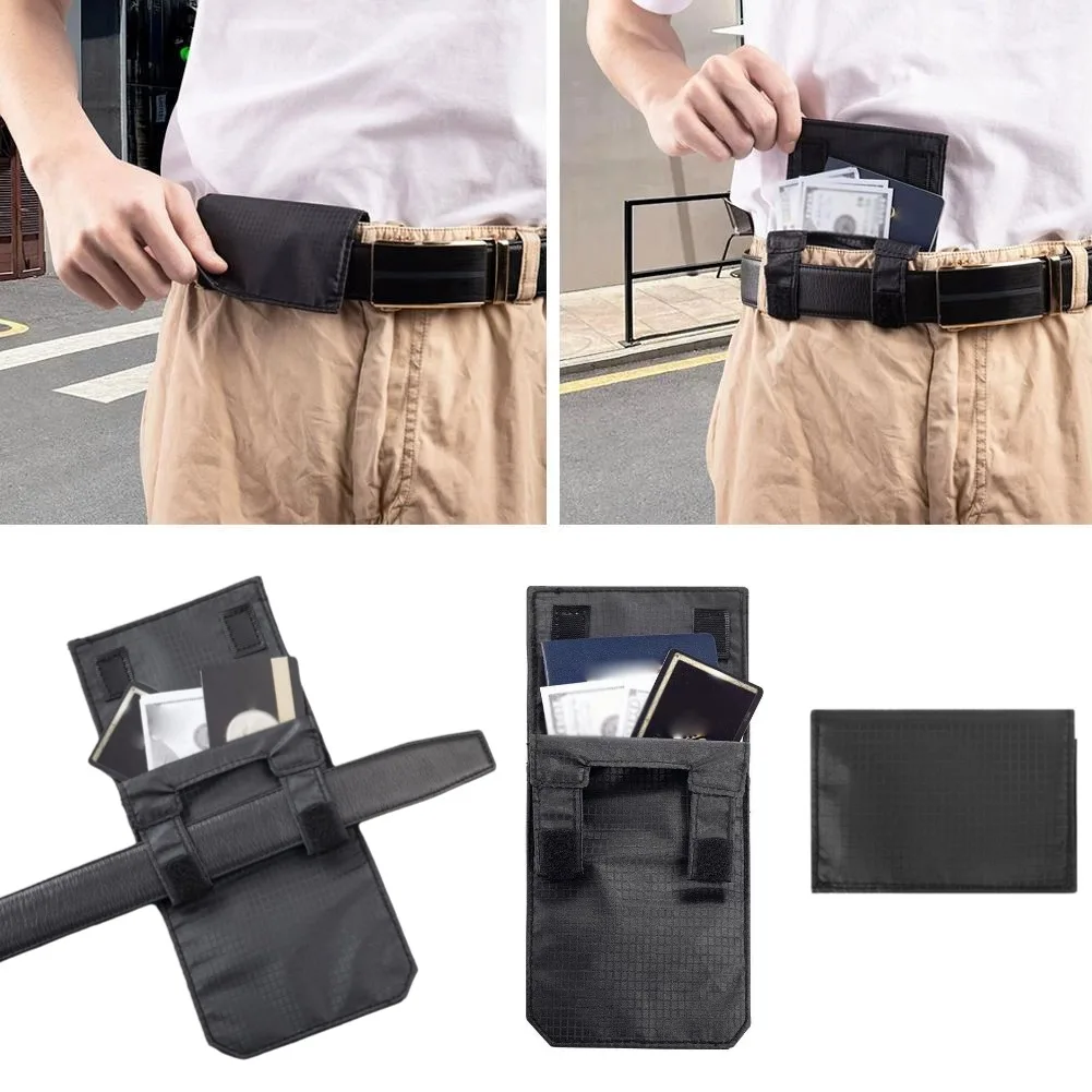 Mini pochette de ceinture, portefeuille dissimulé multifonction pour passeport, carte d'identité, argent liquide, pochette organisatrice de ceinture antivol décontractée