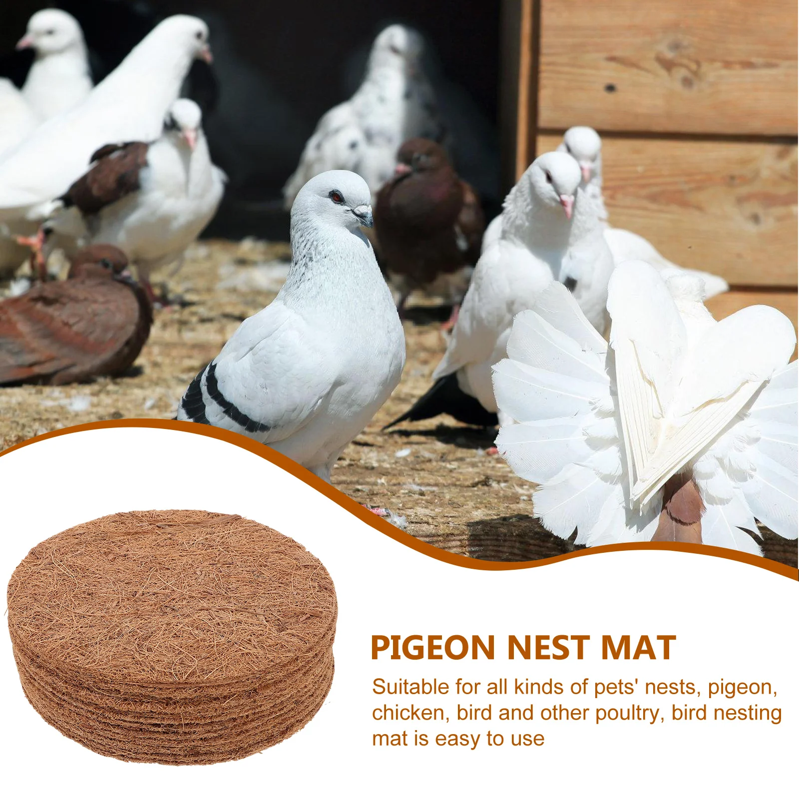 12 Pcs Pigeon Nest with Brown Cushion Mat Pad Premium Bird Eggs Mats Coconut Nesting Pads Natural Coir Fiber for