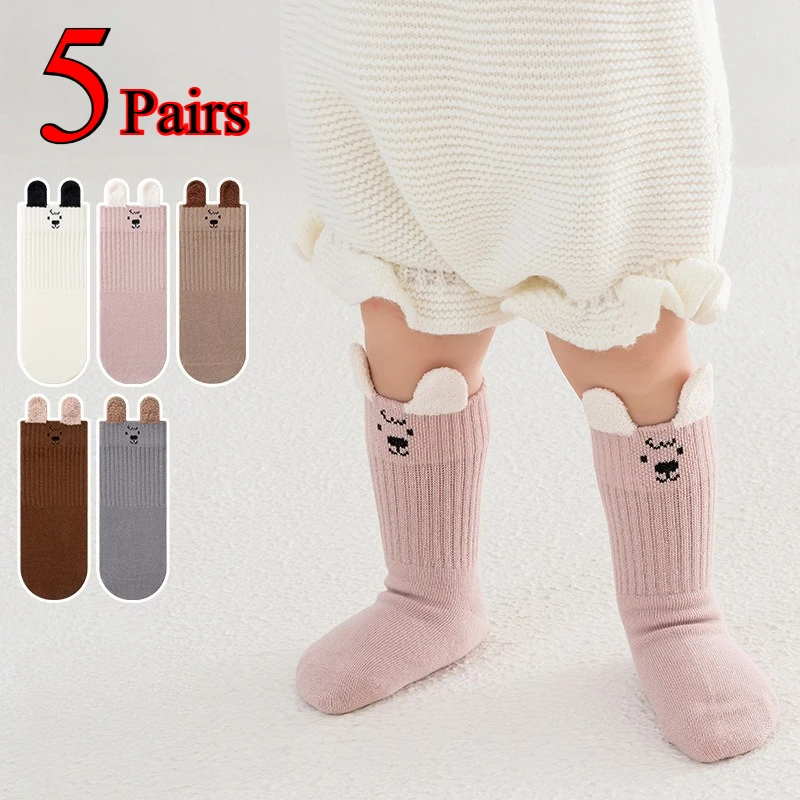 Korean version cute boneless high rubber band three-dimensional baby socks infant small medium tube socks plush ear puppy socks