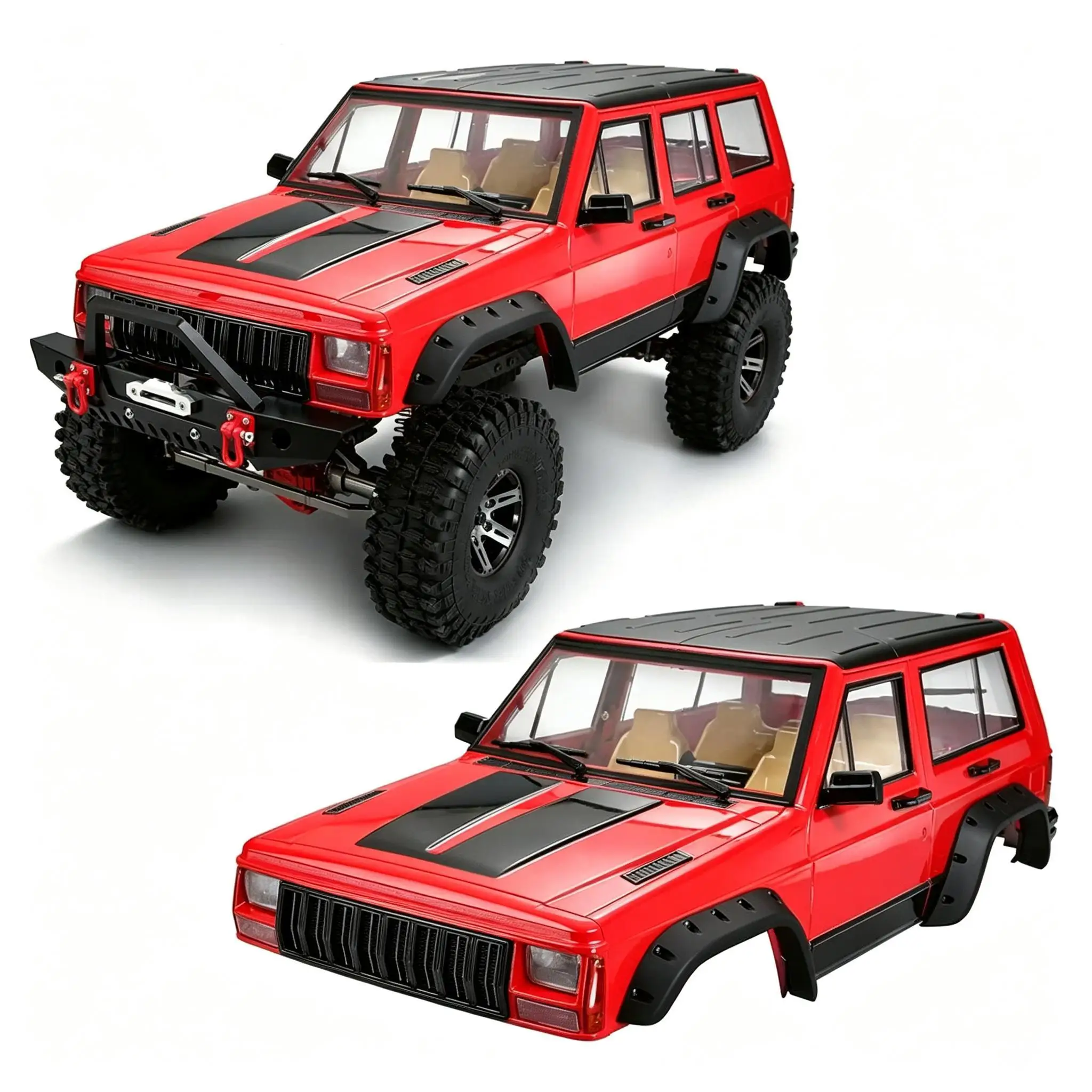 1/10 Scale Cherokee Hard Body RC Crawler Simulation Model 313mm Wheelbase Compatible with Axial SCX10 90046 90047
