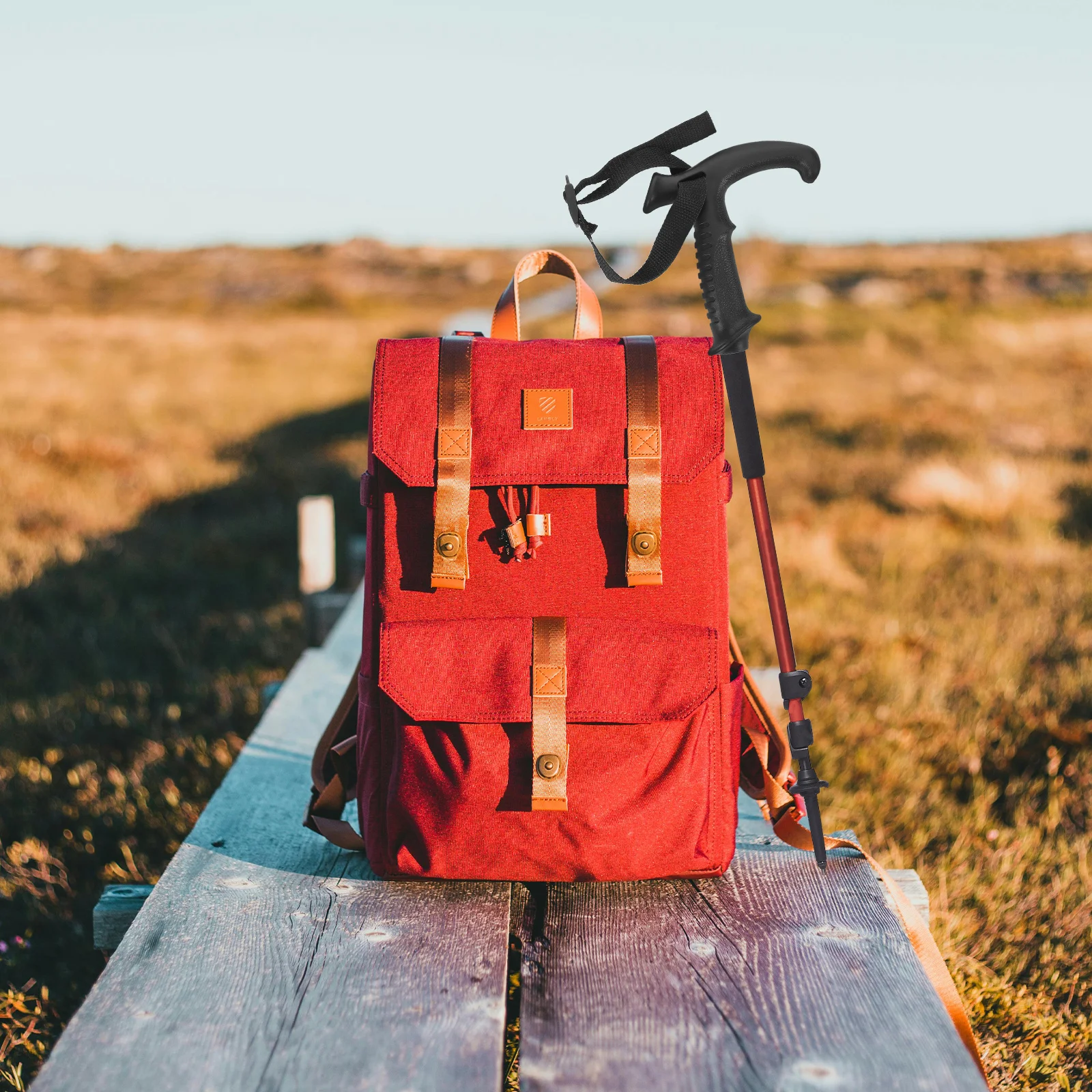 مقبض عمود الرحلات على شكل حرف T من البلاستيك الأسود، حزام معصم بديل، قبضة آمنة، ملحقات مقبض عصا المشي لمسافات طويلة والتسلق #3