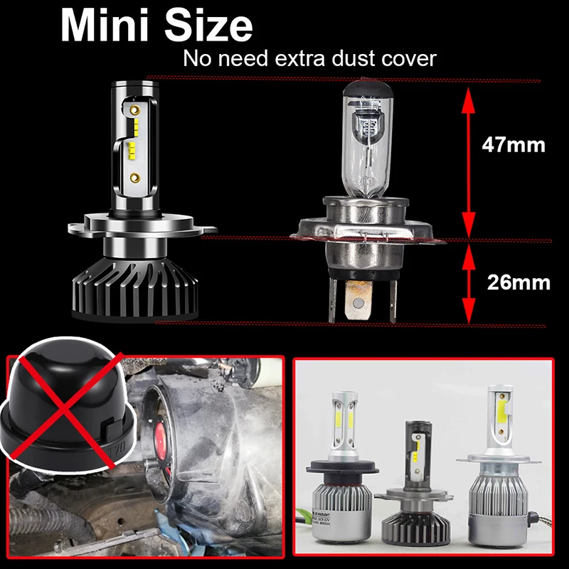 1PC H1 H4 H7 H11 Motorcycle LED Headlight 35W 6000K White Lamp Fog Lights COB Led Bulbs Front Light Headlamp for Moto Spotlights