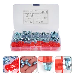 140pcs/box Blue Zinc Coated Iron Grease Nipples Zerk Fittings Hydraulic Car Repair Tool Mechanical Lubrication Equipment Grease