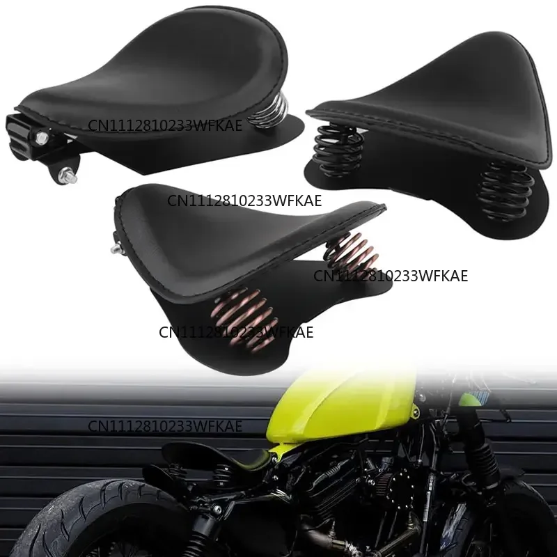 Universal Motorcycle Spring Bracket Base PU Leather Seat Solo Saddle Seat Cover For Harley Custom Sportster Bobber Honda Yamaha