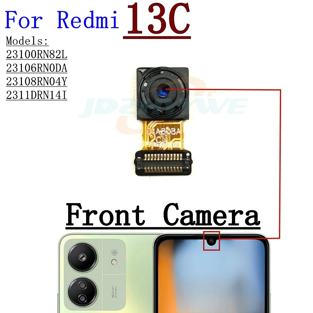 Front Back Camera Module For Xiaomi Redmi 13C Backside Selfie Frontal Facing Rear Camera Flex Cable For Redmi 13C