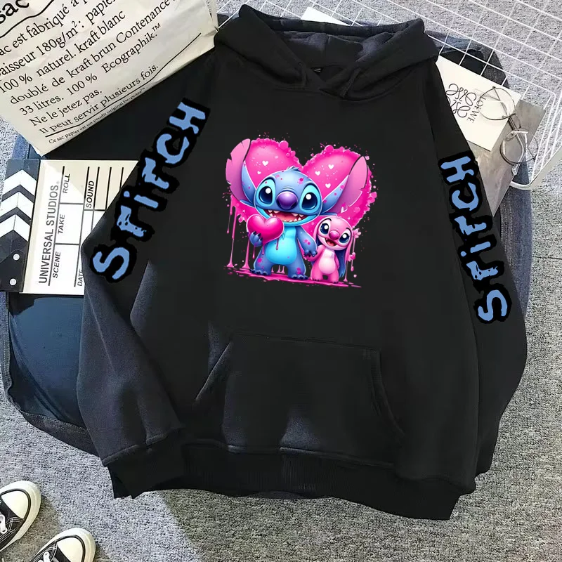 Толстовка Kawaii Stitch Disney Y2k, одежда, толстовки, женская одежда, толстовка с длинным рукавом и капюшоном Y2k, женская одежда