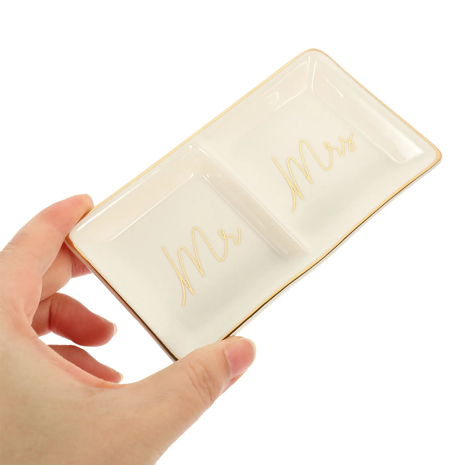 

Ceramic Jewelry Dish Tray Double Grid Holder Decorative Tray for Rings Earrings Trinkets Jewelry Storage Plate