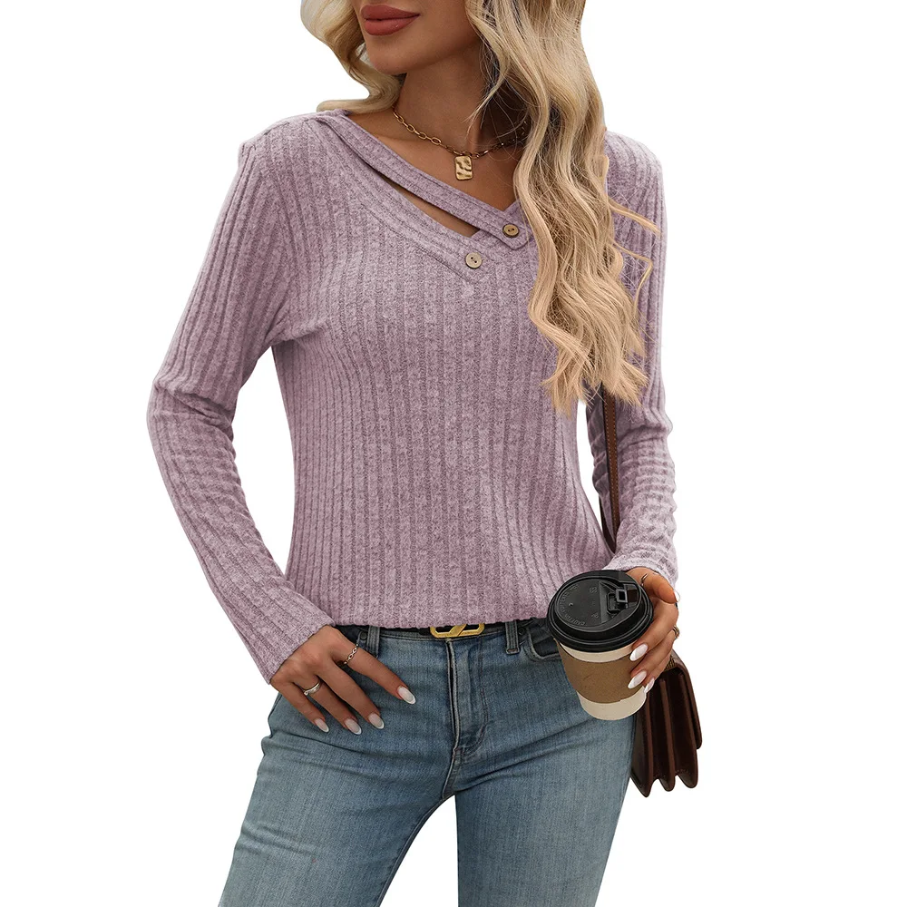 2024 Spring Autumn Women Top Female Loose Casual V-neck Button Up Top With Pit Stripe T-shirt For Women Multicolour T-shirt