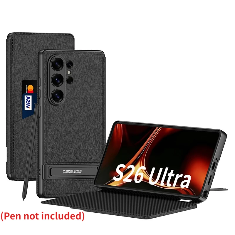 

For Samsung Galaxy S26 Ultra Case GKK PU Plain Leather Wallet Book Flip Stand Cover With Card Slot for Galaxy S26 Ultra
