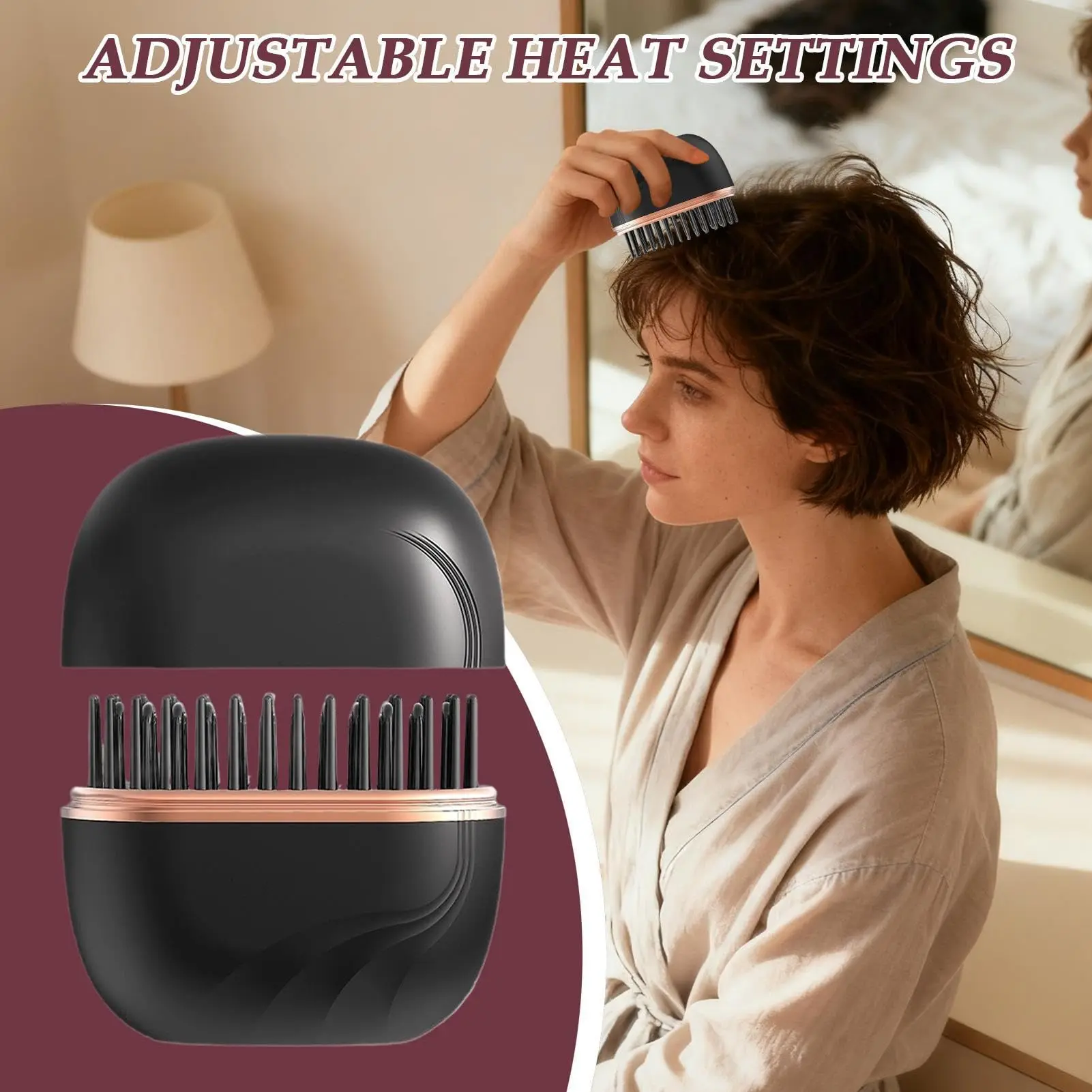 

Hair Straightener Brush,USB Rechargeable Mini Straightener,Cordless Anti-Scald Hot Comb,Portable Travel Hair Styling Accessories