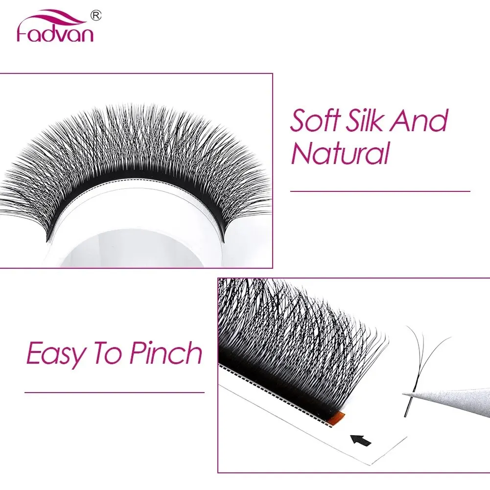 Fadvan 4D W In Shape Eyelash Extension Premade Volume Fans Soft Style Mink Easy To Embellish Natural False Eyelashes