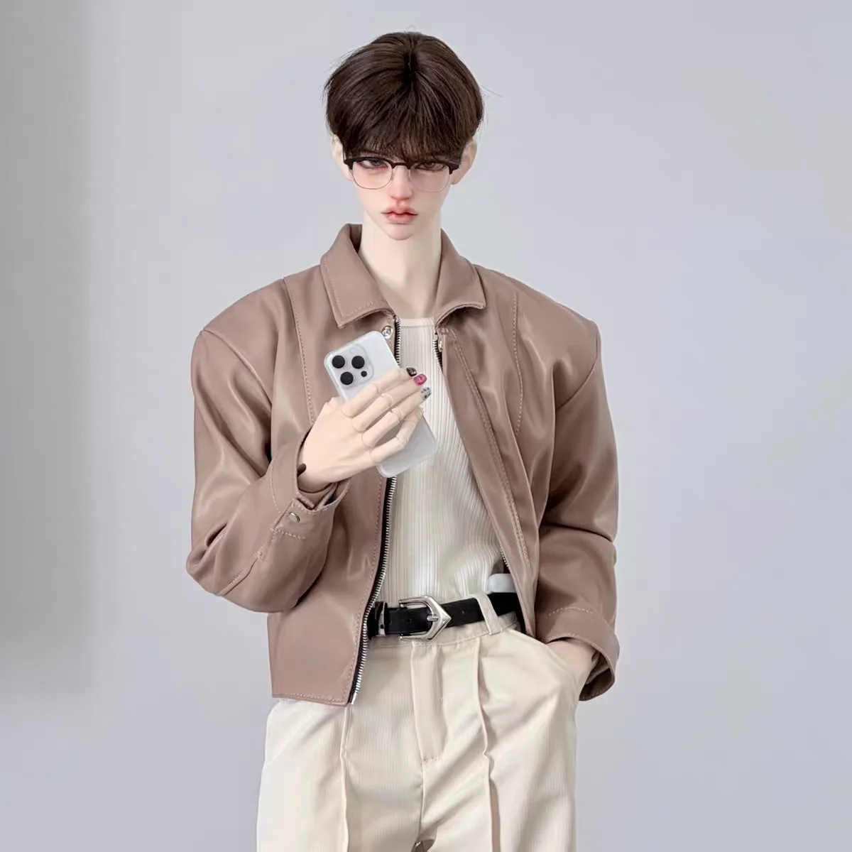 Roupas de boneca bjd adequadas para tamanho 1/4 id75 tio tamanho nova jaqueta de couro jaqueta roupa diária estilo masculino 3 cores